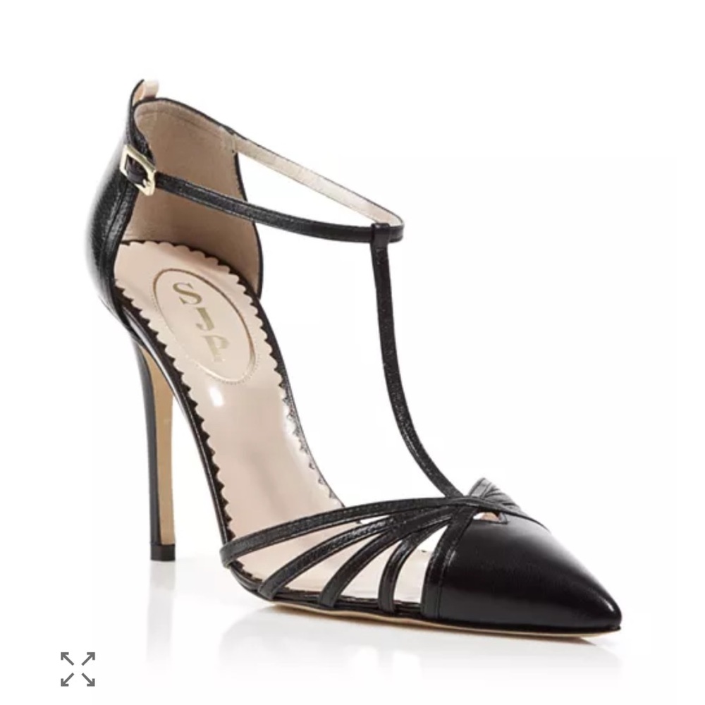 Women's Carrie Cage Black T-Strap Pumps